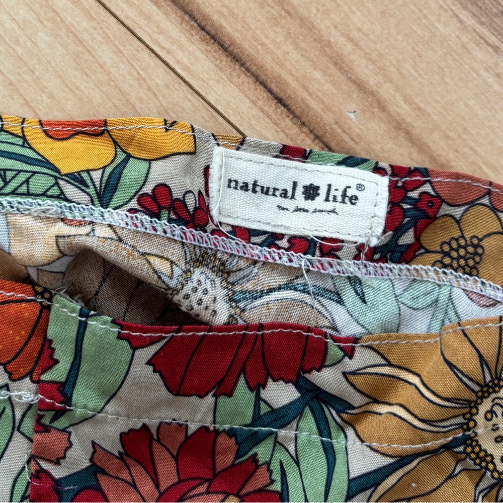 Natural Life Floral Boho Tote Bag Pom Pom Trim Colorful Hippie Purse - Picture 4 of 6